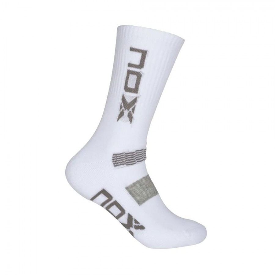 Nox Long Socks White/ Gray logo