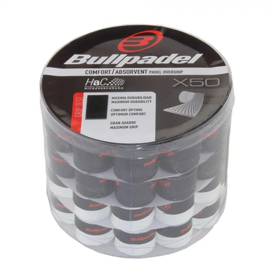 BULLPADEL OVERGRIPS PERFORATED BLACK/ WHITE